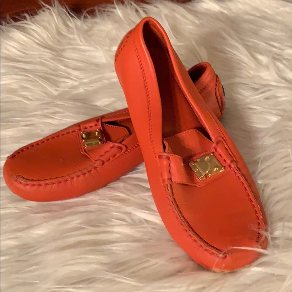 Louis Vuitton Women's orange driver loafers